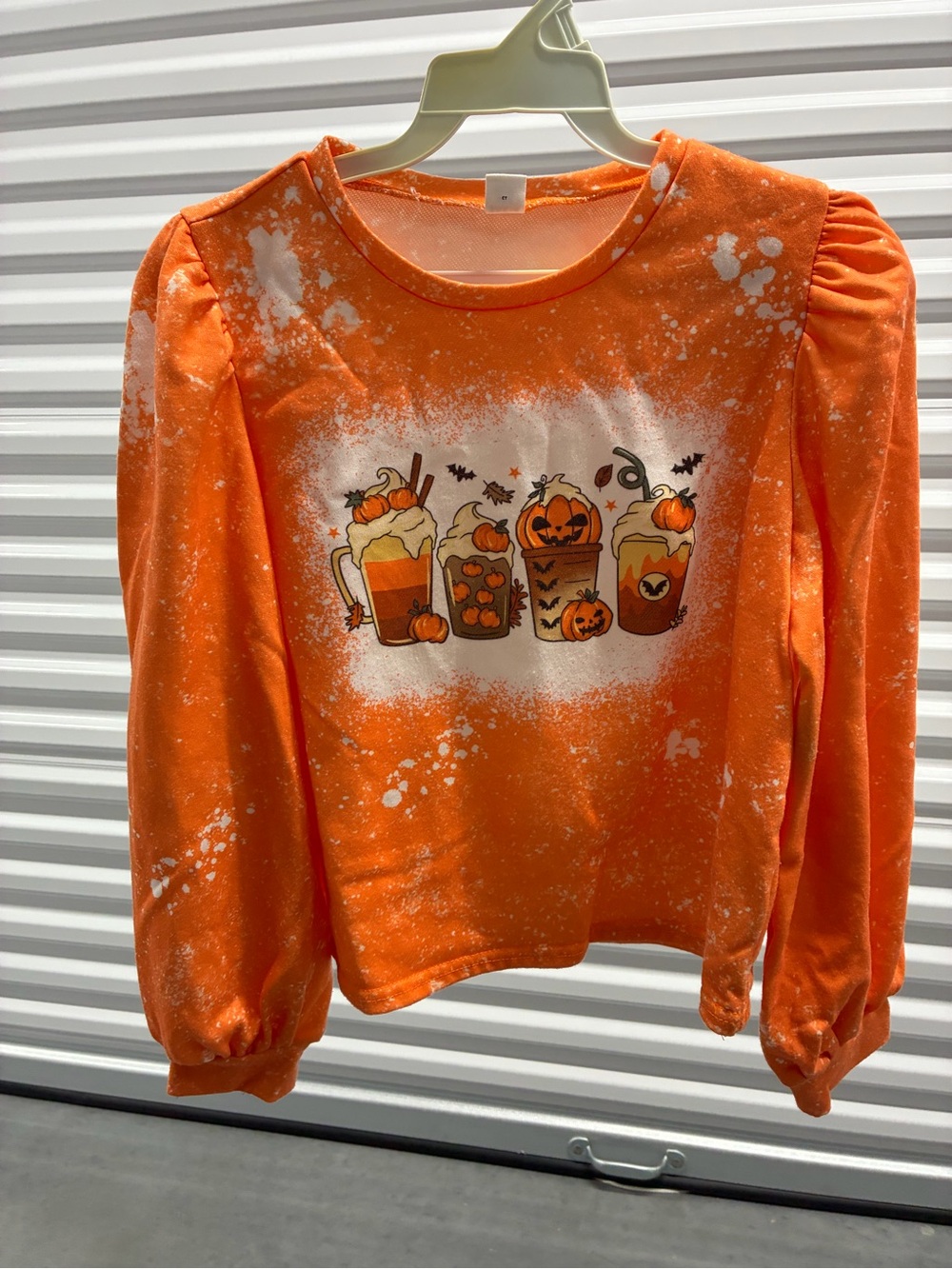 SHEIN Orange Halloween Pumpkin Drink Graphic Sweatshirt